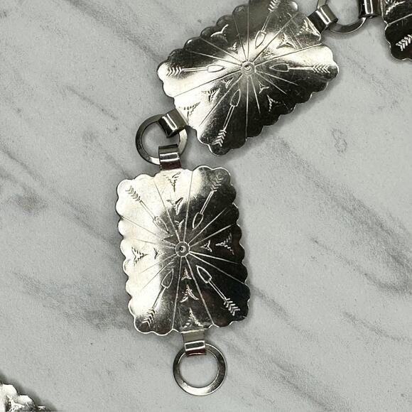 Vintage Southwestern Concho Silver Chain Belt XS/Small (XS/S) Western Boho ✨ - Picture 11 of 11